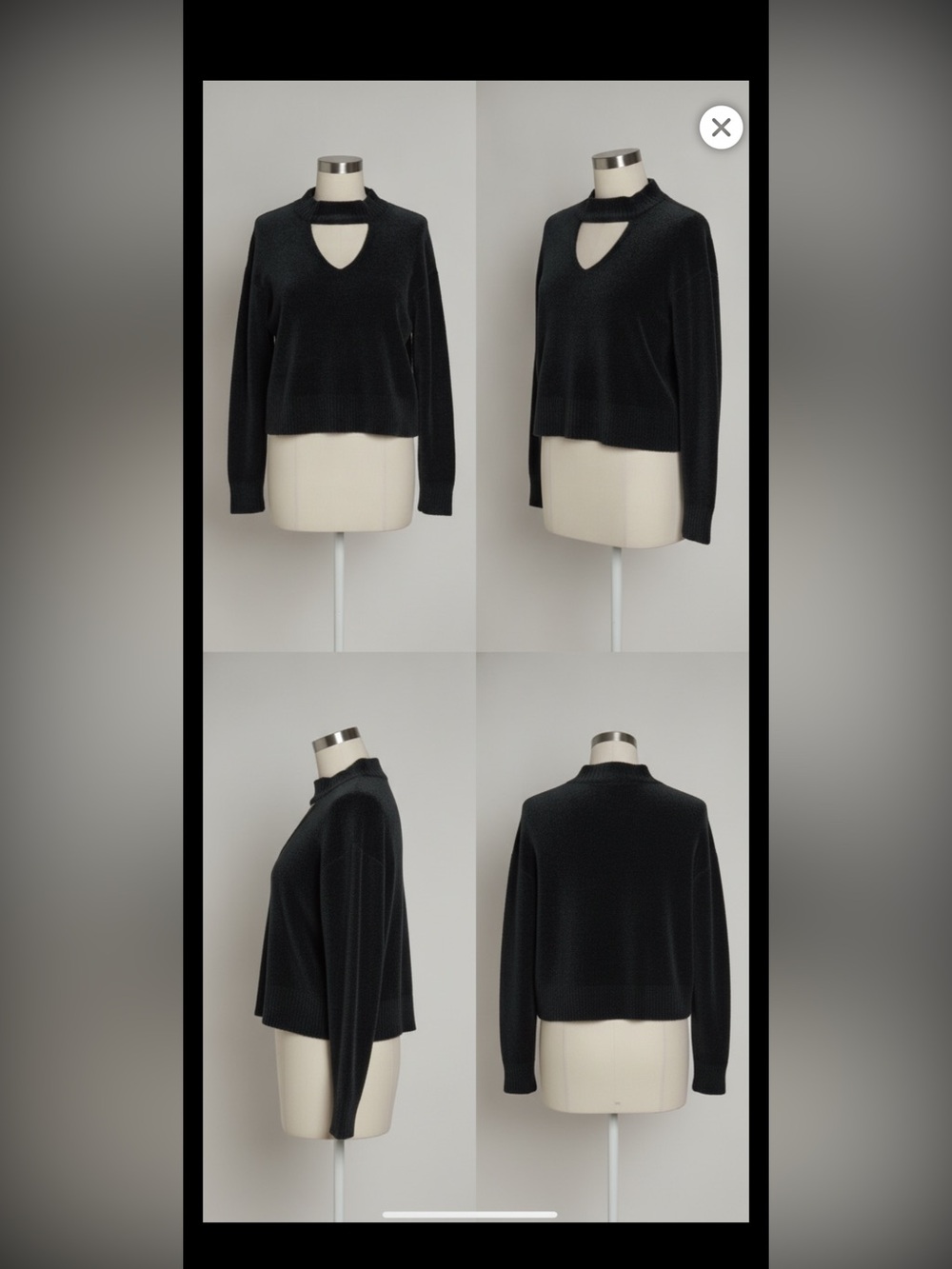 Charming Charlie Black V-Neck Sweater with Plush Velvet Fabric